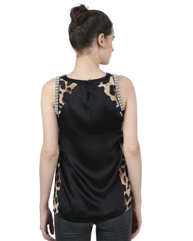 Wear We Met - Leopard Print Stone Work Top back