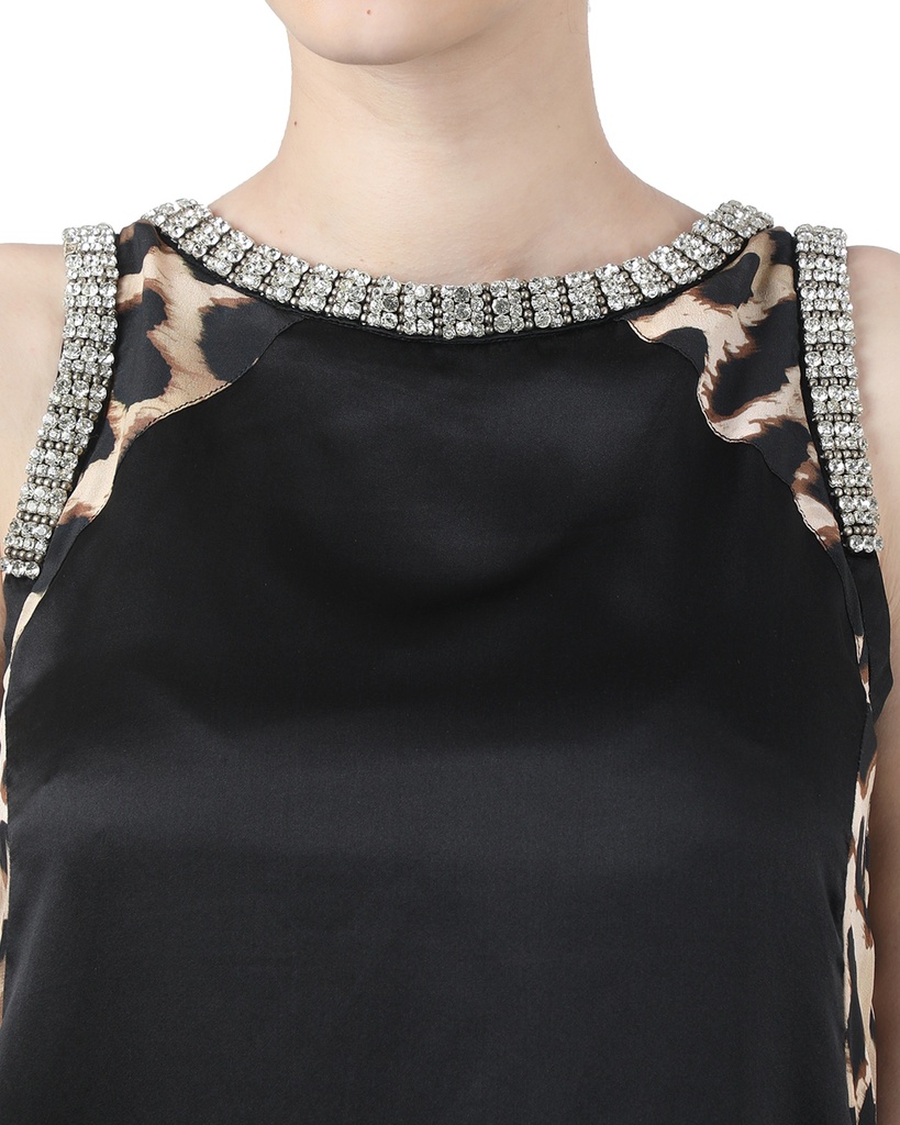 Wear We Met - Leopard Print Stone Work Top Closeup