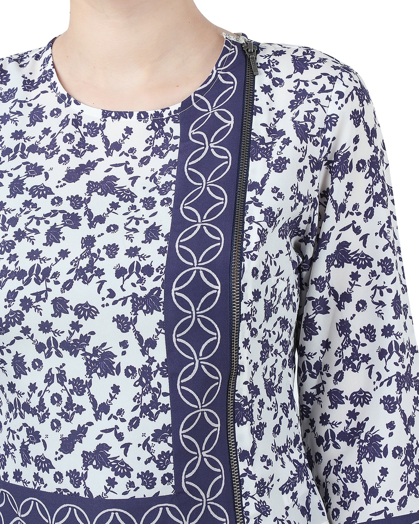 Wear We Met - Printed Zipper Top Closeup