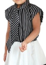 Wear We Met - Black and White Girls Fit and Flare Dress Closeup