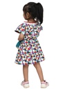 Wear We Met - Multicoloured Girls Printed Fit & Flare Dress back