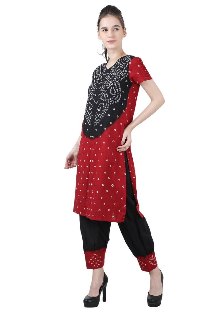 BANEE- Bandhani Salwar Suit Set with Dupatta side 1