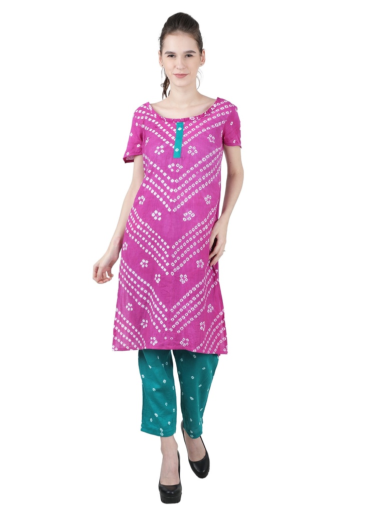 EKAJA- Bandhani Salwar Suit Set with Dupatta Front 3