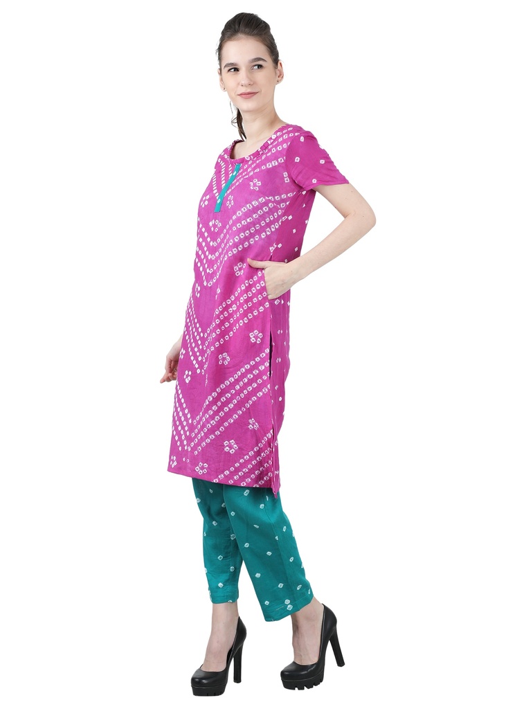 EKAJA- Bandhani Salwar Suit Set with Dupatta side 1