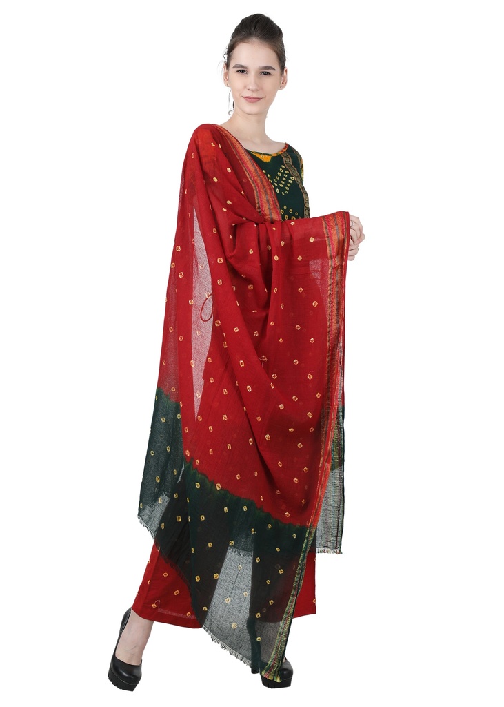 YASTI- Bandhani Salwar Straight Pant Set with Dupatta Front 2