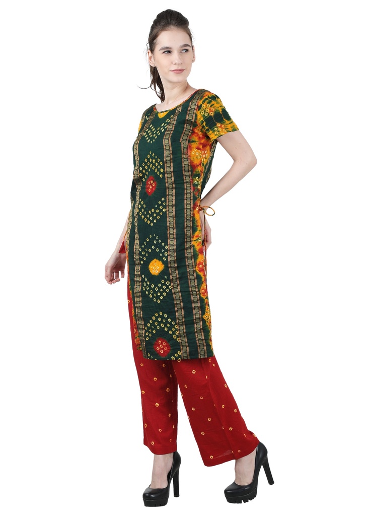 YASTI- Bandhani Salwar Straight Pant Set with Dupatta side 2