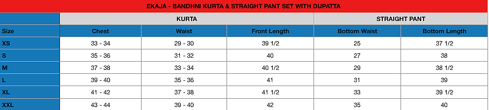 EKAJA- Bandhni Kurta & Straight Pant Set with Dupatta