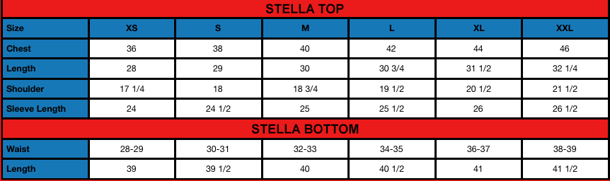 Stella (M) Size Chart