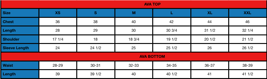 Ava (M) size chart