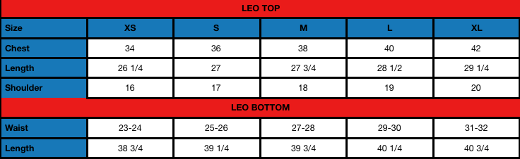 Leo (W) Size Chart