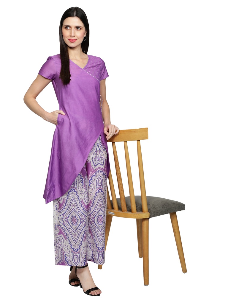 BRITTI Wrap A-line Kurta with Palazzo pants  (Front 2)