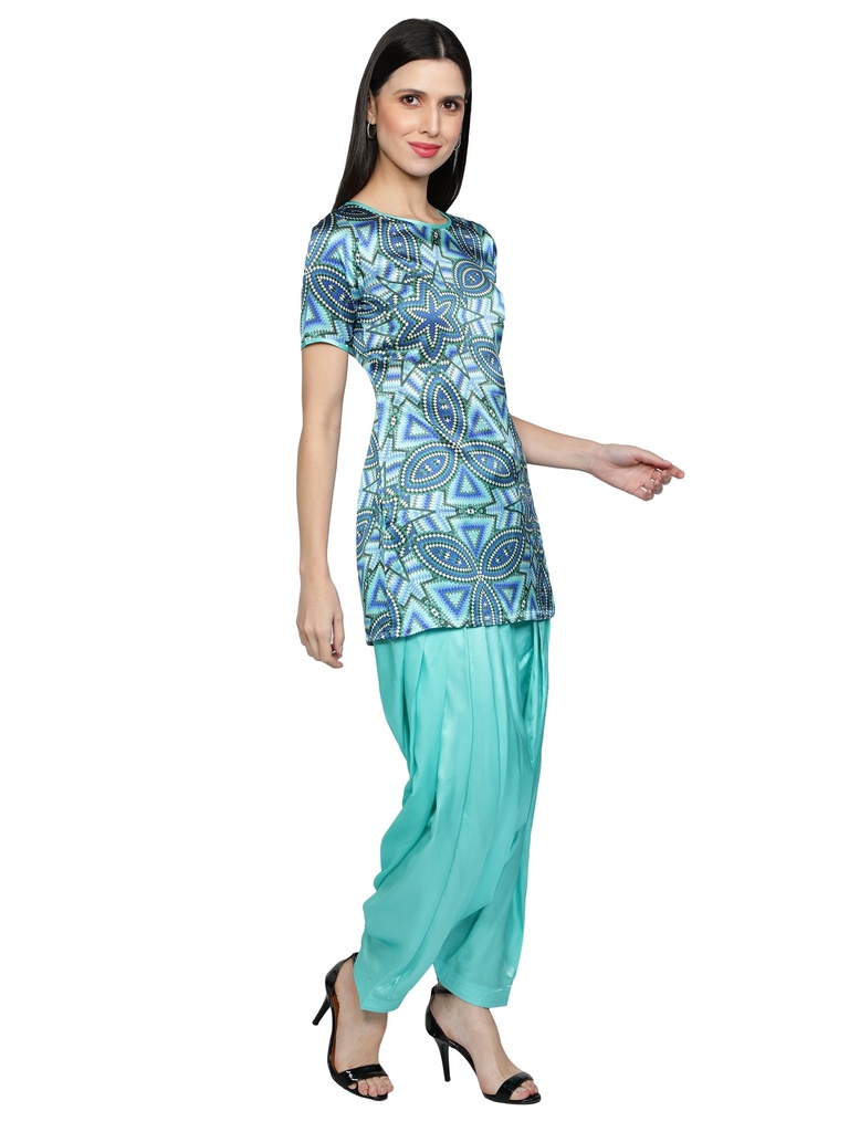 THAATH Geometric Printed Patiala Suit