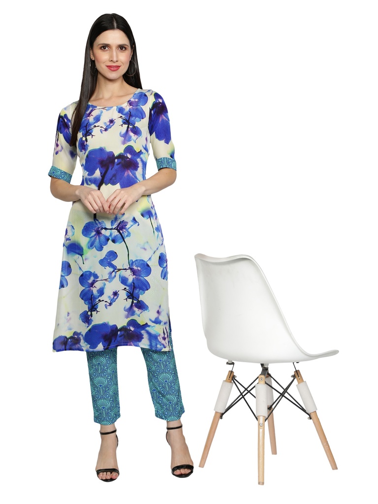 AQUARELLE A-Line Kurta with Cigarette Pant (Front -2)