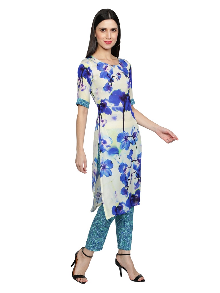 AQUARELLE A-Line Kurta with Cigarette Pant(Side 2)