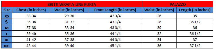 BRITTI Wrap A-line Kurta with Palazzo pants(Size chart)