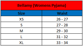 BELLAMY - size chart