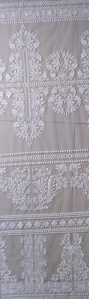 [CH 421, Base 100% Nylon, Emb 100% Cotton, Width 46/47", 200 GSM, Off White] CH 421