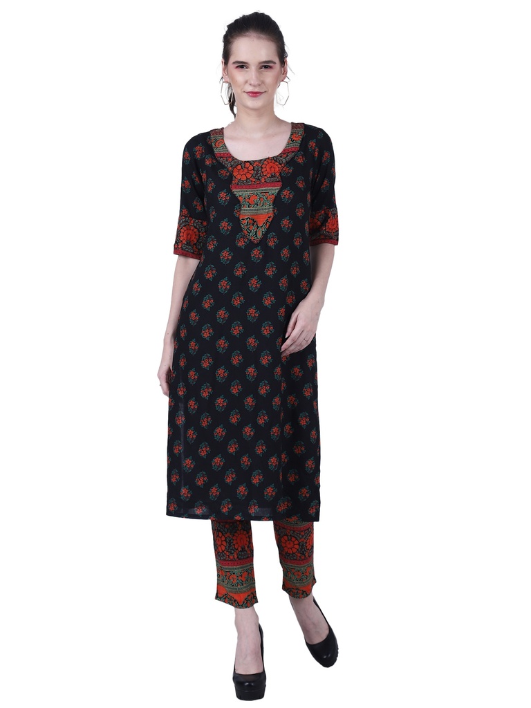 [Floral Printed Kurta & Cigarette Pant] Nazakat A-Line Kurta with Cigarette Pant (S)