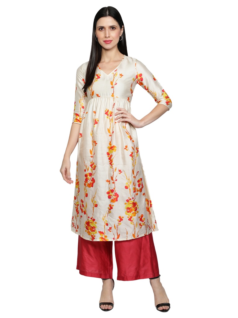 [Floral Printed Anarkali] KASHISH Anarkali Kurta with Palazzo Pants (S)