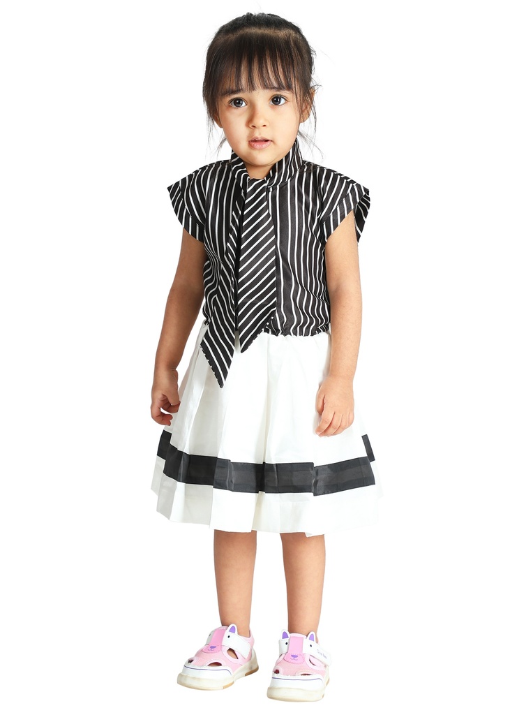 Wear We Met - Black &amp; White Girls Fit and Flare Dress