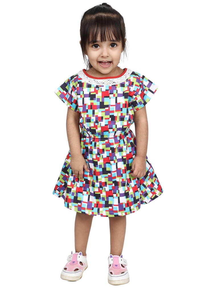 [91D494] Wear We Met - Multicoloured Girls Print Flare Dressed Fit & (2-3 Years)