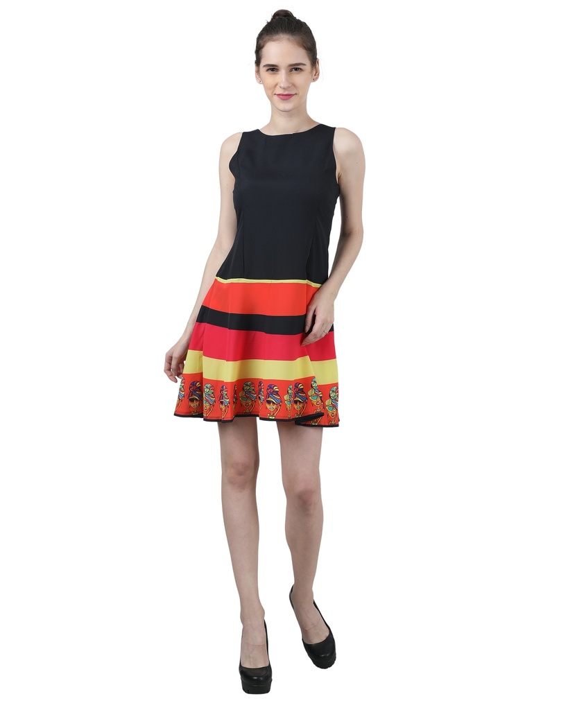 [91D496] Wear We Met - Printed Casual Dress (S)