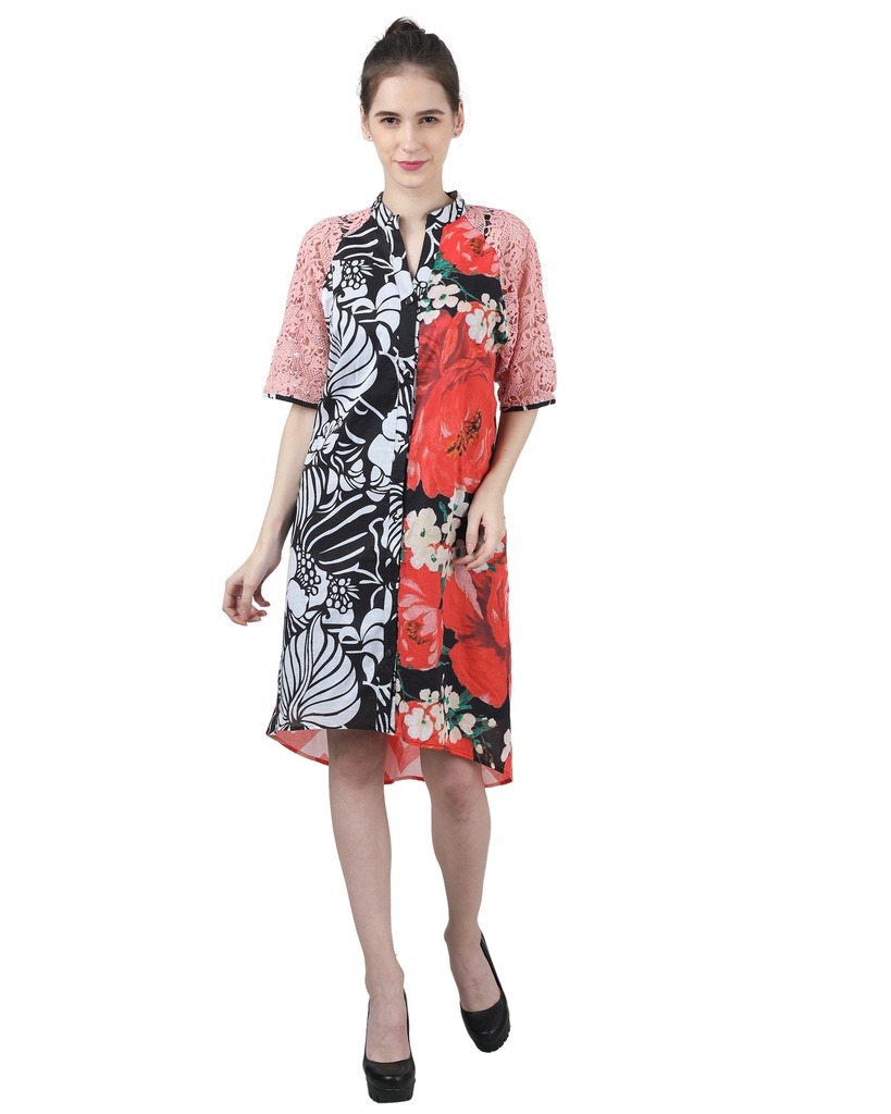 [91D736(2)] Wear We Met - Printed Floral Dress (S)