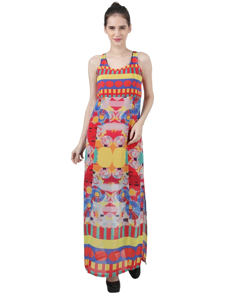 [91D143] Wear We Met - Printed Long Dress (S)