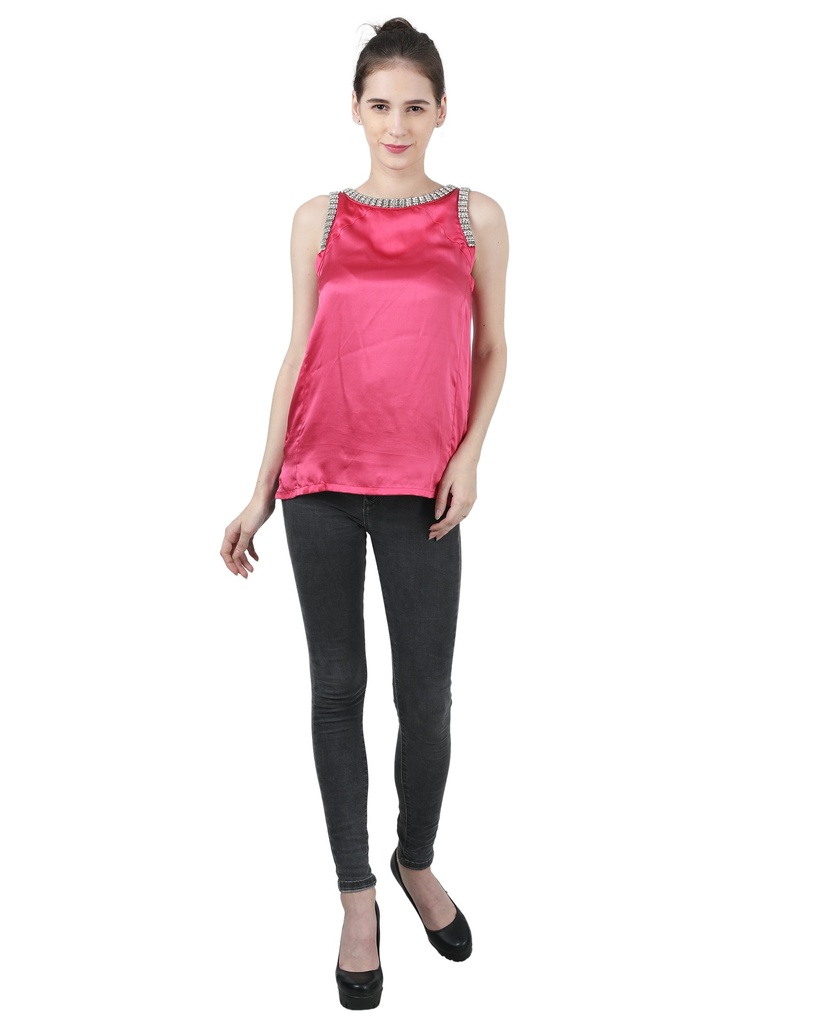 [91D183] Wear We Met - Solid Pink Stone Work Top (S)