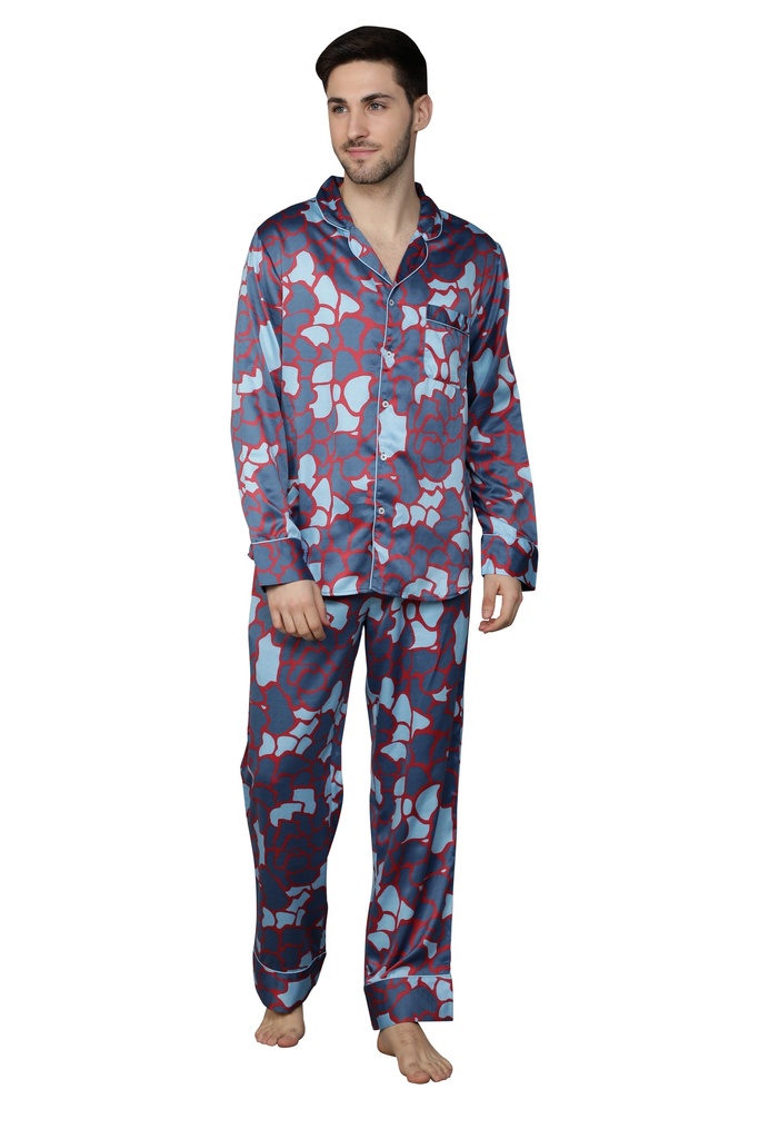 [100% Polyester Mens Sleepwear Shirt & Pyjama Set] BRONX (CC1, S)
