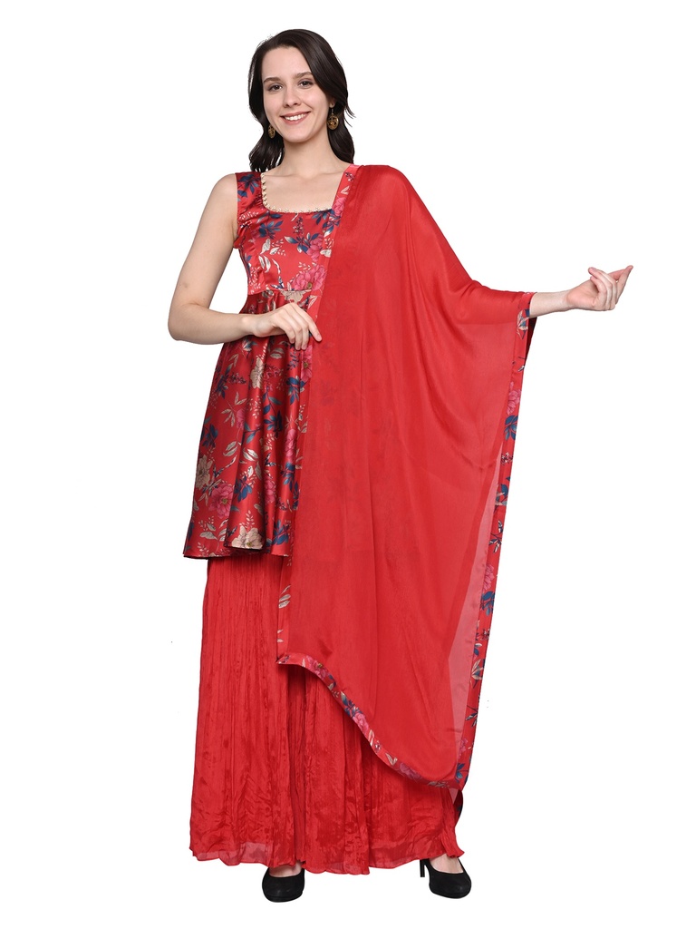 [Nadia Red Salwar] Nadia Salwar Sharara (Red, S)