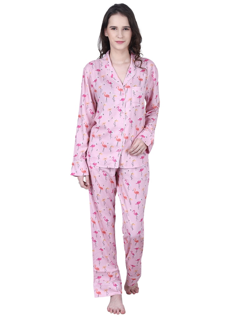 [100% Modal Womens Sleep Wear Full Set] Celeste (Flamingo, CC1, S)