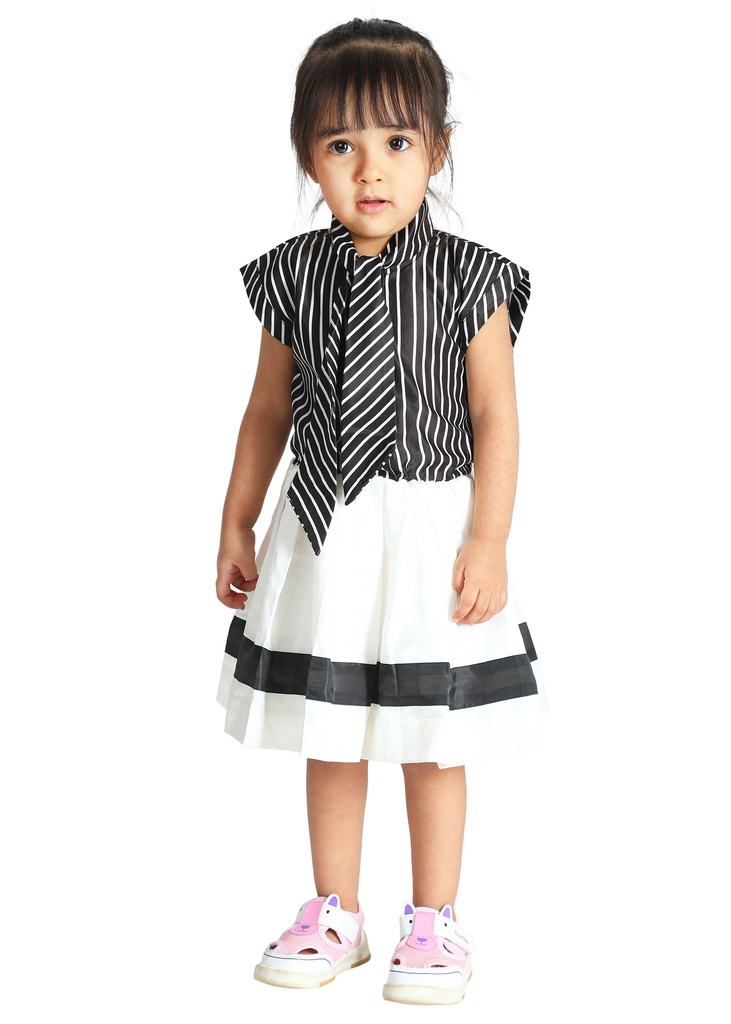 Wear We Met - Black & White Girls Fit and Flare Dress