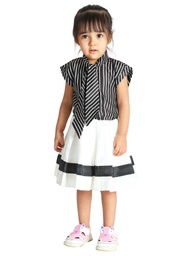Wear We Met - Black & White Girls Fit and Flare Dress