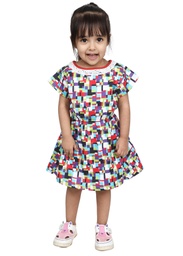 Wear We Met - Multicoloured Girls Printed Fit & Flare Dress