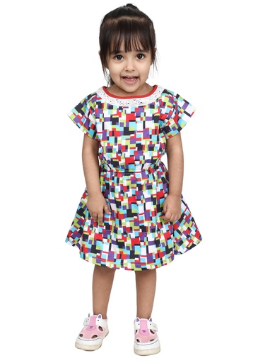 Wear We Met - Multicoloured Girls Print Flare Dressed Fit &